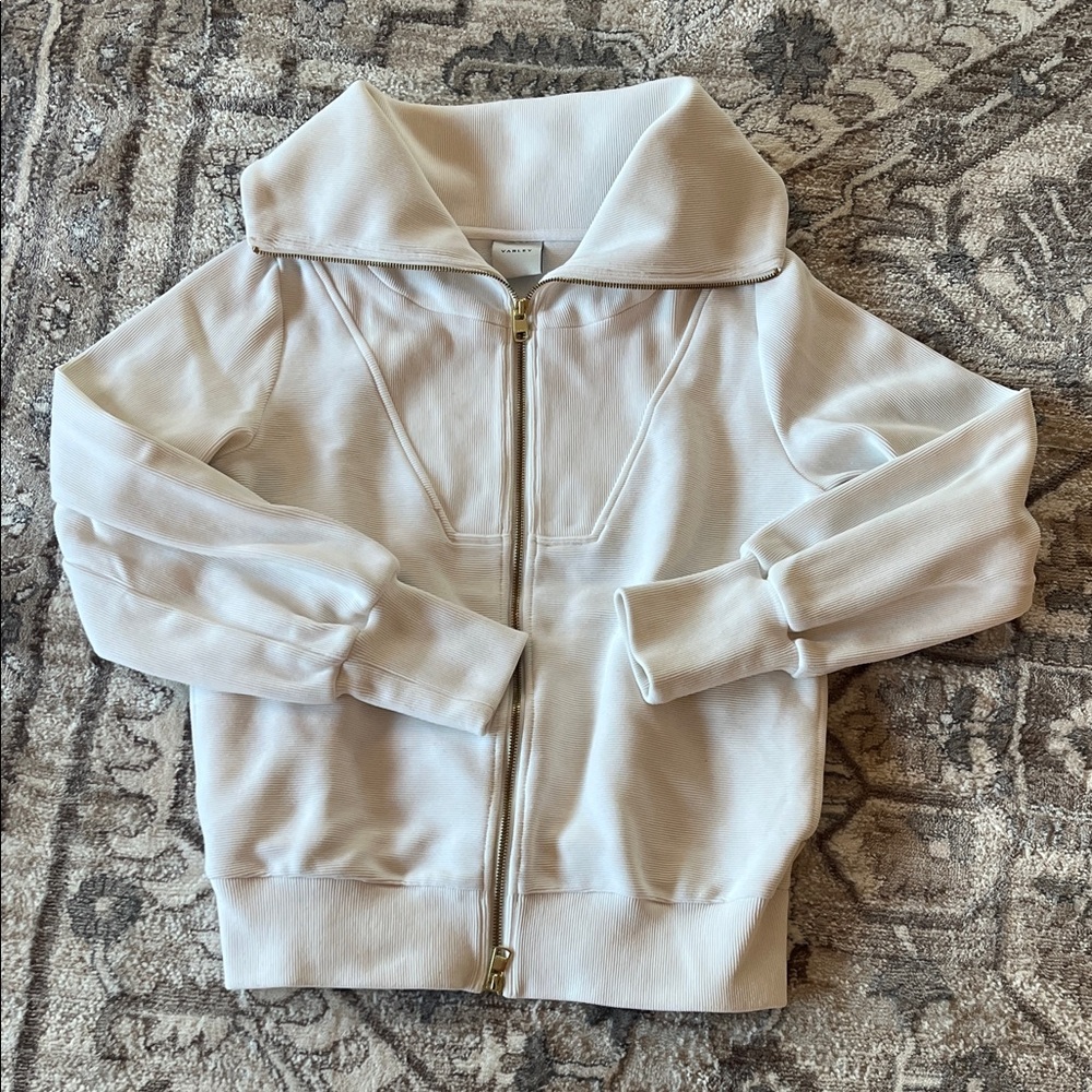 VARLEY off white zippered sweatshirt  ELLS S ribbed long sleeved